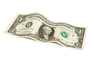 One dollar bill isolated with clipping path