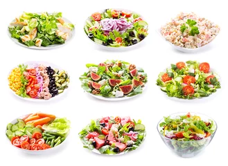 Zelfklevend Fotobehang set of various salads © Nitr