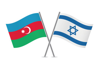 Azerbaijan and Israel flags. Vector illustration.