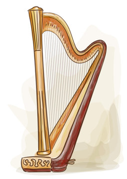 Harp. Vector illustration.