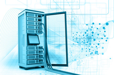 Server rack with network cables