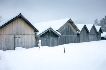 snow and huts