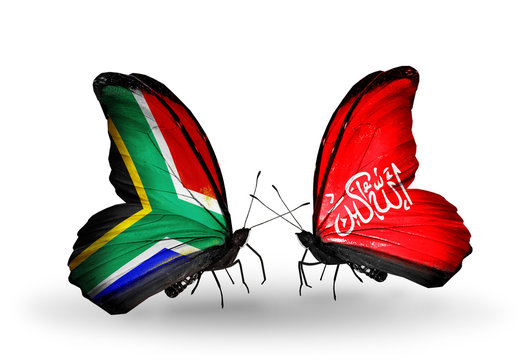 Two Butterflies With Flags South Africa And Waziristan