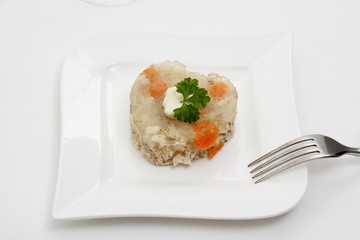 Aspic of chicken with carrots in form of heart