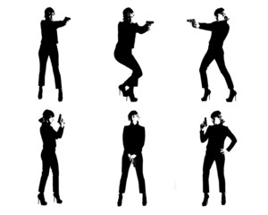 silhouette of a girl with a gun