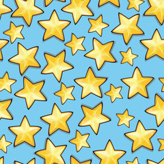 Obraz premium Cartoon stars against blue background. Seamless