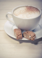 Cup of espresso and biscotti 