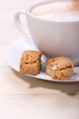 Cup of espresso and biscotti 