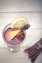 Hot Christmas tea with cinnamon, cardamom, cloves, anise