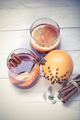 Hot Christmas tea with cinnamon, cardamom, cloves, anise