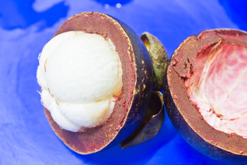 mangosteen in blue dish
