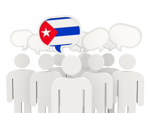 People with flag of cuba