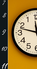 Wall clock. Only a half with the order of the numbers inverted