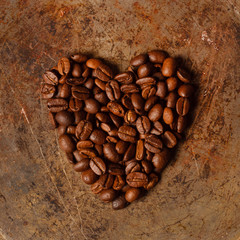 heart coffee made from coffee beans