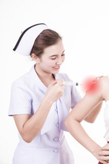 Nurse injecting a patient
