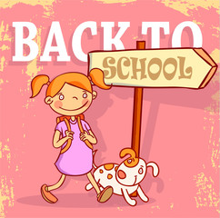 Student walking to school - vector illustration.