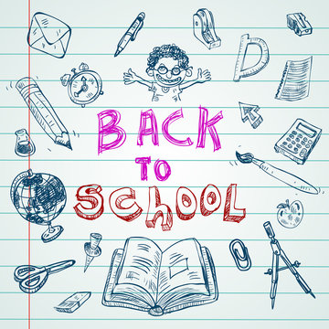 Back to School doodles elements. Vector illustration.