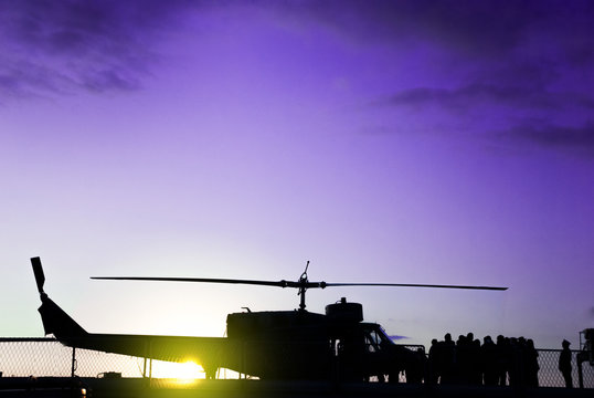 silhouette of helicopter