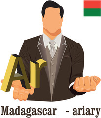 Madagascar national currency Malagasy ariary symbol representing