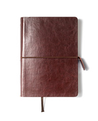 Brown leather notebook on a white background - 75449242