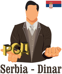 Serbia national currency symbol dinar representing money and Fla