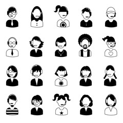 Set of call center operator icons. vector