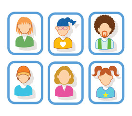 Simple avatar icons set, vector.