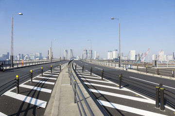 ［東京都市風景］2020年東京オリンピックの競技施設等が集中するエリア　開通したばかりの東京都市計画道路　富士見橋