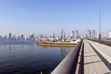 ［東京都市風景］2020年東京オリンピックの競技施設等が集中するエリア　開通したばかりの東京都市計画道路　富士見橋