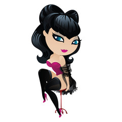 Fatal brunette in pin-up style