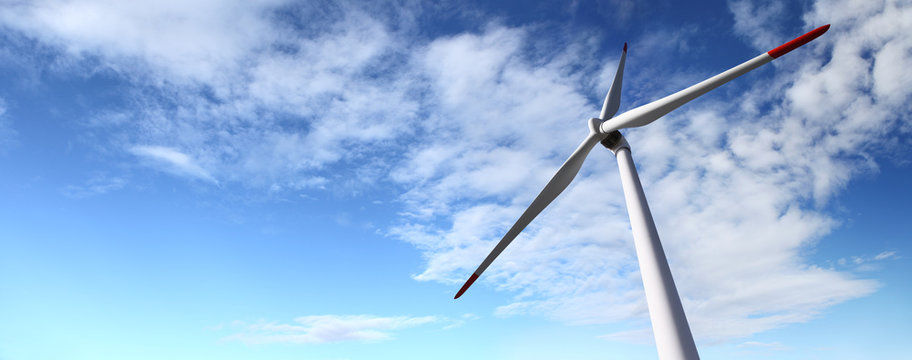 energy wind turbines and sky with clouds
