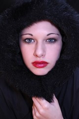 Girl in Black Fur Coat