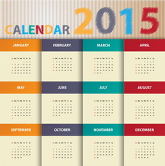 2015 Modern calendar template .Vector/illustration.
