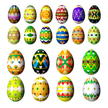 Set easter eggs isolated on white