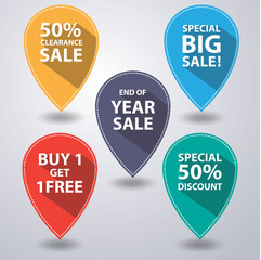 Set of tags for sale with long shadow.vector