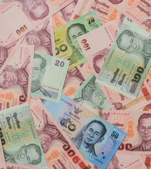 Thai Baht banknotes background