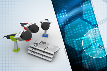 Microphone with newspaper