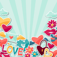 Background with Valentine's and Wedding stickers.