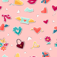 Pattern with Valentine's and Wedding stickers.