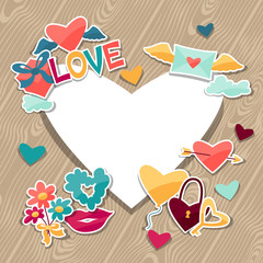 Background with Valentine's and Wedding stickers.