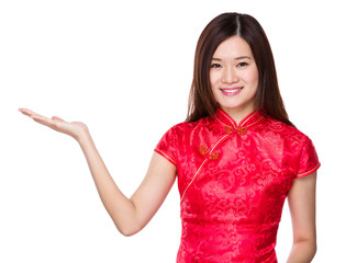 Chinese woman with hand presentation