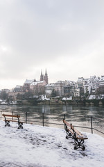 Basel, Basler Altstadt, Basler Münster, Rhein, Winter, Schweiz