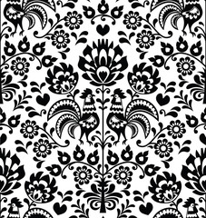 Seamless floral Polish folk pattern - Wycinanki, Wzory Lowickie - 75455447