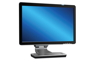 Computer display with blank blue screen