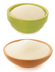 semolina in plate bowl on white