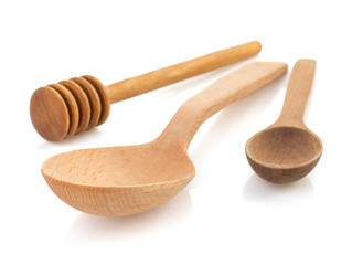 wooden spoon and stick on white