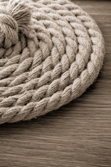 ship ropes on wood