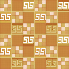 Patchwork seamless pattern with geometric elements retro colors