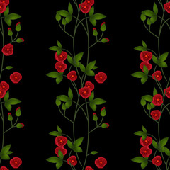 Seamless floral pattern red flowers texture background