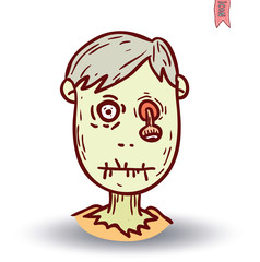 zombie cartoon character, vector illustration.